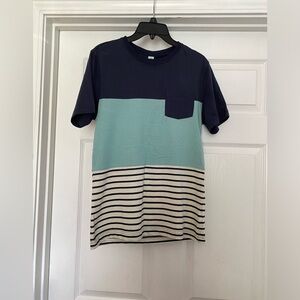 Two boys round neck T-shirts with stripes